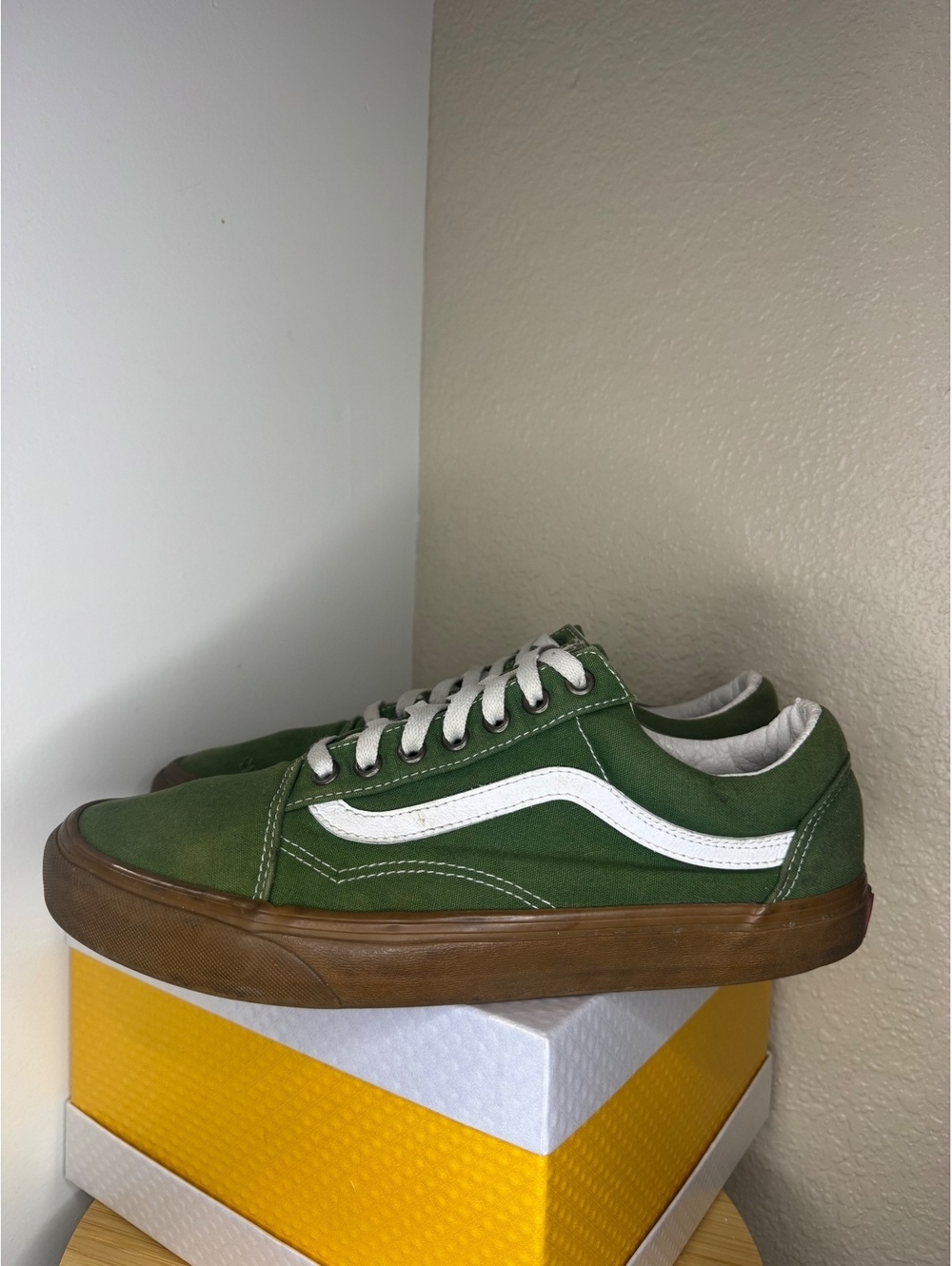 Vans Old Skool Green Gum Sole Men’s Size 10 Canvas Skate Shoes Used No Box - Picture 2 of 8